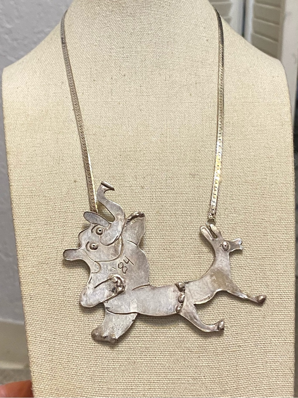 Vintage Sterling Silver Republican Elephant Necklace Ronald Reagan 925